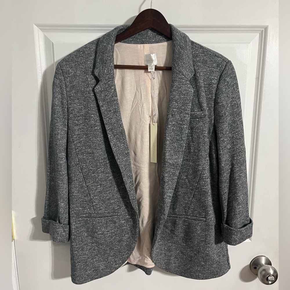 LC Lauren Conrad Gray Knit Blazer with Notched Lapel